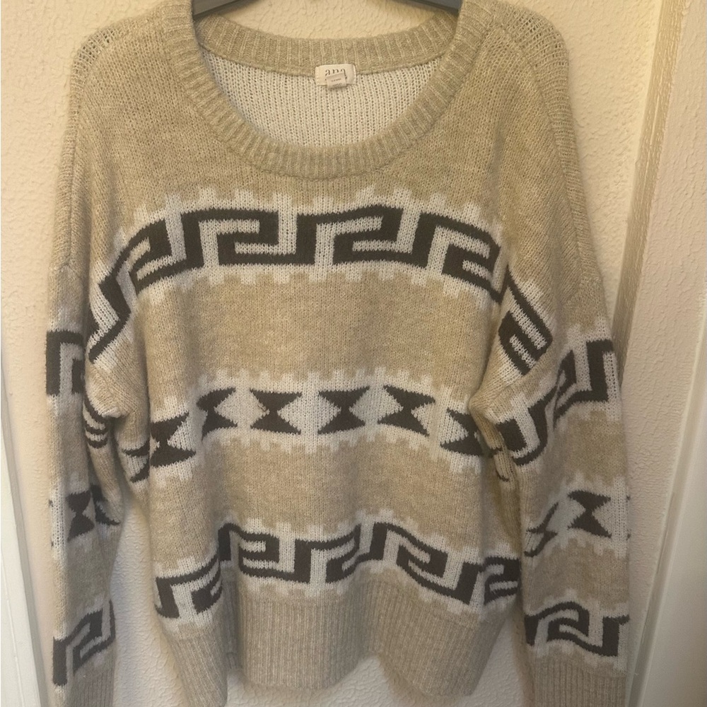 a.n.a Beige and Black Patterned Sweater
